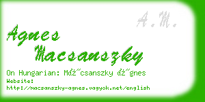 agnes macsanszky business card